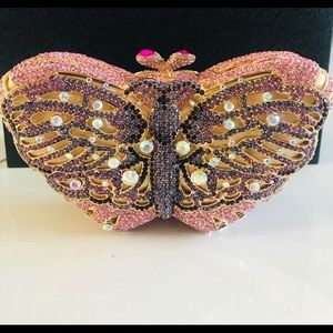 Pink & Purple Crystal Butterfly Clutch